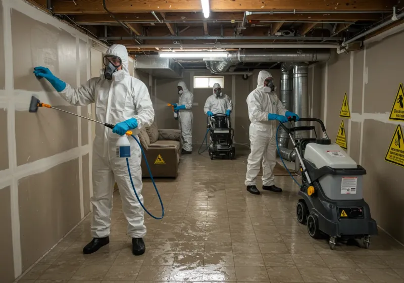 Basement Moisture Removal and Structural Drying process in Lares, PR